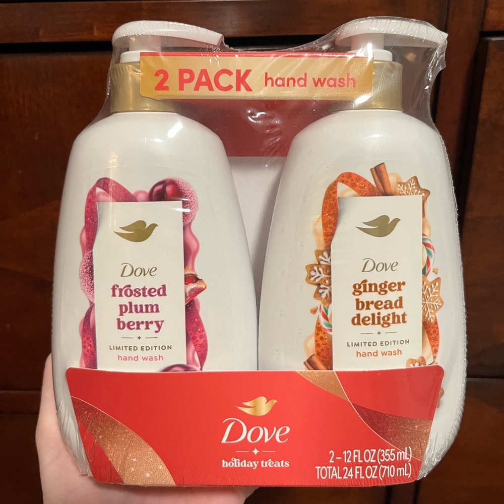 Dove Limited Edition Holiday Hand Soap Frosted Plum & Gingerbread NEW 12oz - 2ct